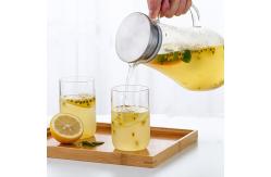 China Hand Blown 1400ml Glass Water Pitcher Transparent Beverage Juice Carafe supplier