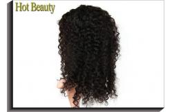 China Black 8A Glueless Deep Curl Human Hair Front Lace Wigs With 130% Density supplier
