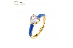 China Enamel Heart Diamond Rings , Opening Adjustable Zircon Love Heart Band Ring supplier