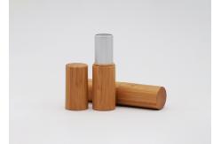 China Custom Empty Cosmetic Lip Balm Tube Bamboo Covered Lipstick 3.5g supplier