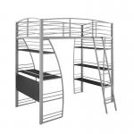Dormitory School Gray Single Bed Steel Bunk Bed With Study Desk And Shelf for sale