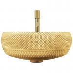 Electroplated coating Glass Vessel Basins Crystal Bath Wash Sinks In 18K Gold Color for sale
