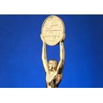 Engraved Custom Metal Trophies Man Figure Holding World Map By 3D Printing