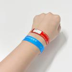 Custom Promotion Gift Items Logo Vinyl PVC Wristbands L Shape One Layer PVC Waterproof Colorful Paper Wristband Bands for sale