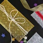Gold Silver Glitter Sparkly Gift Wrap Paper Roll Plastic Sheet 72cmx52cm for sale