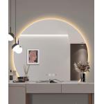 Hotel Bathroom Vanity Wall Half Round Mirror Customized Led Backlit Defogger