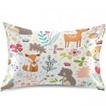 Satin Pillowcase Flower Deer Fox Bear Owl Pillowslip Envelope Closure Silk Pillow Cover for Hair and Skin for sale