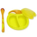 BPA FREE Yellow Easy Grip Baby Feeding Bowls And Spoons for sale