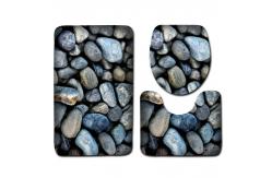 China Stone Printed 3 Pc Bath Rug Set 45*75cm Toilet Seat Cover Rug supplier