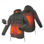 Winter Electric Heated Jacket Carbon Fiber Softshell Waterproof Down Jacket With Hoodie for sale