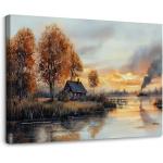 Sunset Wall Art Lakeside Landscape Printed Painting Canvas Painting Artwork For Living Room for sale