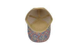 China Printed Patch 5 Panel Trucker Cap Light Yellow Polyester And Mesh supplier