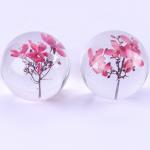 Artificial Transparent Paperweight , Clear Epoxy Resin Ball With Real Dry Flower Inside for sale