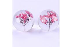 China Artificial Transparent Paperweight , Clear Epoxy Resin Ball With Real Dry Flower Inside supplier