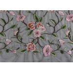 Gray Polyester Flower 3D Embroidered Lace Fabric By The Yard For Lady Dress for sale