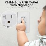 20A QC/PD20W USB Outlet With 0.2W Power Night Light