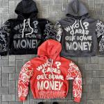 Custom Zip up Rhinestone Hoodies Acid Wash Vintage Puff Printing Hoodie Heavyweight Drop Shoulder Men's Hoodies & Sweatshirts for sale