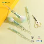 Curved Craft 4 Piece Brush Set Synthetic Hair Plastic Handle With Scissors