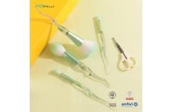China Curved Craft 4 Piece Brush Set Synthetic Hair Plastic Handle With Scissors supplier