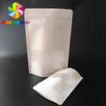 White Doypack Stand Up Coffee Pouches k Kraft Paper Bags With Clear Window / Zipper for sale
