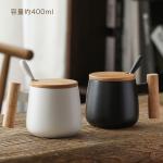 OEM Home Office 400ml Ceramic Tea Cups Mug With Lid And Spoon