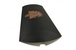 China Custom Black Paper Pillow Box Packaging With Hot Stamping Purple Logo supplier