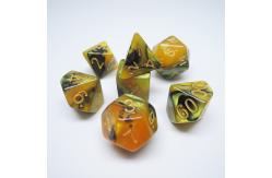 China Yellow And Black Marble Resin RPG Dice Desktop Game Dice Set supplier