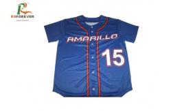 China 3D Printed Custom Team Sportswear Blue Baseball Jersey With Button Opening supplier
