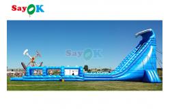 China 100ft Long Inflatable Water Slide Park Large Commercial Inflatable Water Slide With Pool supplier