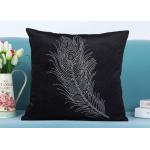 Custom Unique Creative Shiny Diamonds Logo Black Soft Velvet Cushion Pillowcase for sale