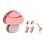 ISO9001 Approved Silicone Baby Feeding Set Plate Mushroom Carrot Shape BPA Free for sale
