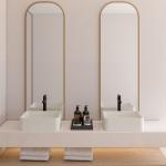 Square Shape Concrete Wash Basin With Center Drain Location In Functional Design