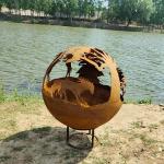 Heat Resistant Painted Corten Fire Pit Bowl 800mm Diameter for sale
