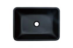 China Frosted Crystal Stone Bathroom Wash Basins Rectangular Black Matte Vessel Sink supplier