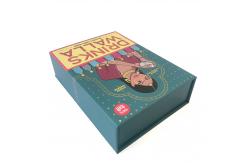 China Rectangle Blue Solid Magnetic Gift Box With Ribbon supplier