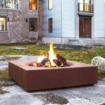 3mm Thick Weathering Steel Square Metal Fire Pit Firewood Burning for sale