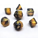 Yellow And Black Marble Resin RPG Dice Desktop Game Dice Set for sale