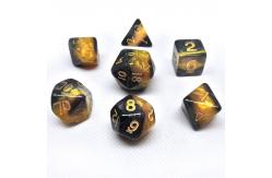 China Yellow And Black Marble Resin RPG Dice Desktop Game Dice Set supplier