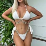 Diamond Rhinestone Swimming Suits Bikini Two Piece Swim Suit Five Pointed Star Pendant for sale