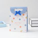 Elegant Bow Handle Paper Gift Bags With Velcro Closure Minimalist Flap Style Packaging For Festive Gifts And Events for sale