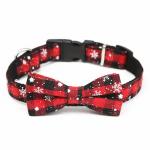 Adjustable Bow Tie Christmas Pet Collar With Safety Locking Buckle Breakaway Neck Strap for sale