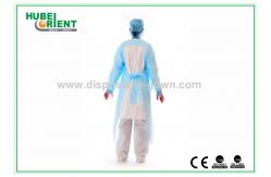 China Anti-Dust Blue Disposable use Protective Gowns with thumb cuffs/Safety Protective Clothing supplier