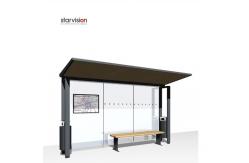 China Width 2500mm Metal Smart Bus Shelter Integrate Dustbin And Waiting Bench supplier