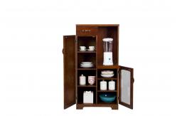 China Handmade Kitchen Cabinet Storage Glass Fronted Cupboard With Five Adjustable Shelves supplier