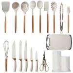 19Pcs Kitchen Utensil Set Easy to Clean Wooden Kitchen Utensils, Cooking Utensils for Nonstick Cookware Kitchen Gadgets for sale