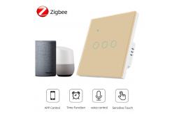 China Smart Zigbee Switch Gold EU / UK Standard 220V Wall Switch App Contorl supplier