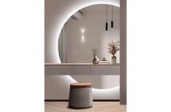 China Half Moon Frameless Backlit Bathroom Mirror Smart Led Light Wall supplier