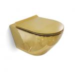 Modern European Wall Hung Ceramic Toilet Gold Electroplate Style With P Trap Drainage for sale
