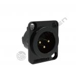 Indoor Panel Mount Chassis Microphone Mini XLR Audio Connector 3-Pin Male Socket Made of Zinc Alloy IP44 Rated D-Type Shape for sale