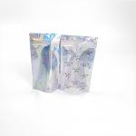 Shinny Glossy Hologram Cosmetic Packaging Bag Biodegradable With Transparent Front for sale